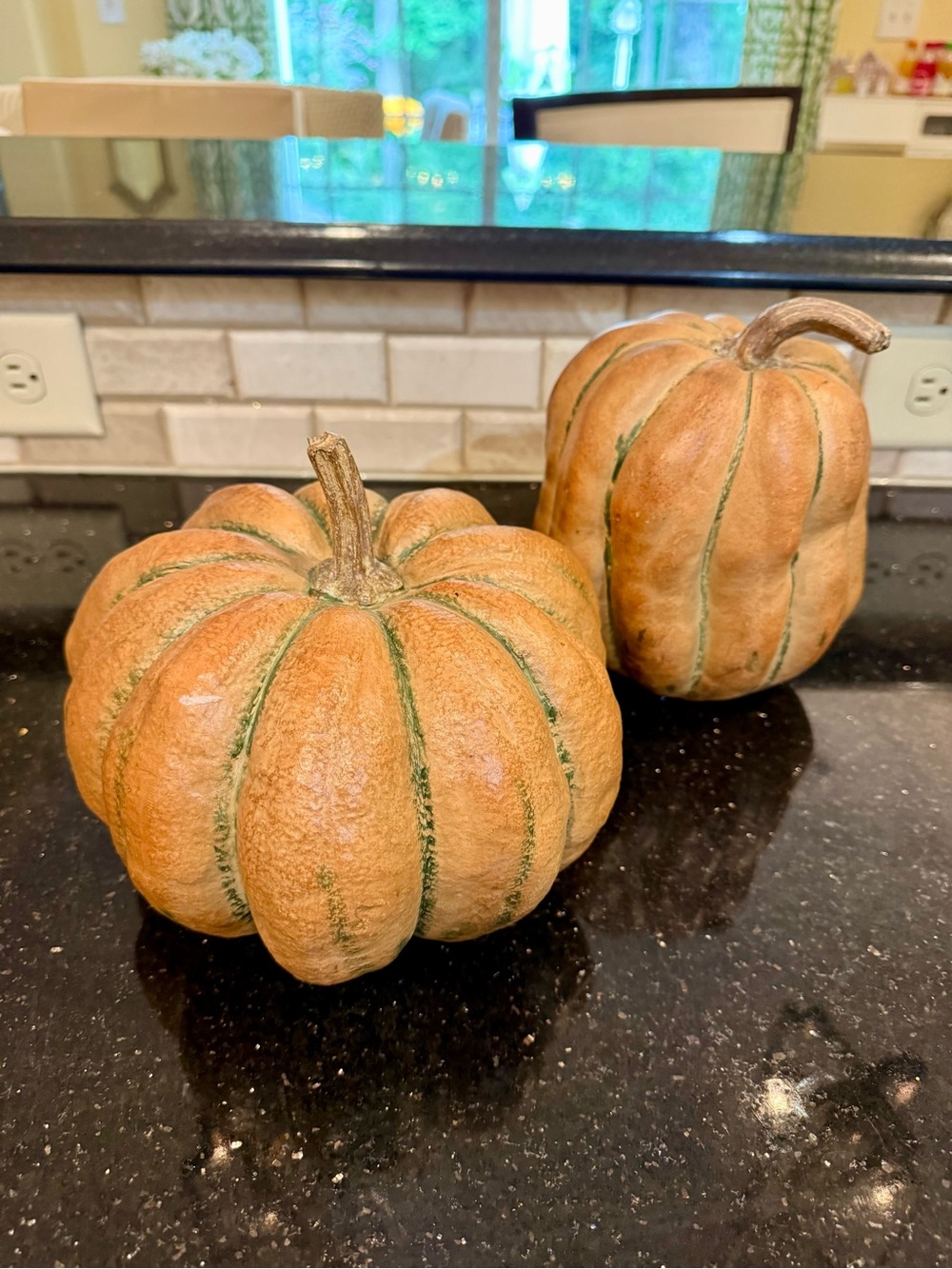 Decorative Pair of Rustic Orange Pumpkins